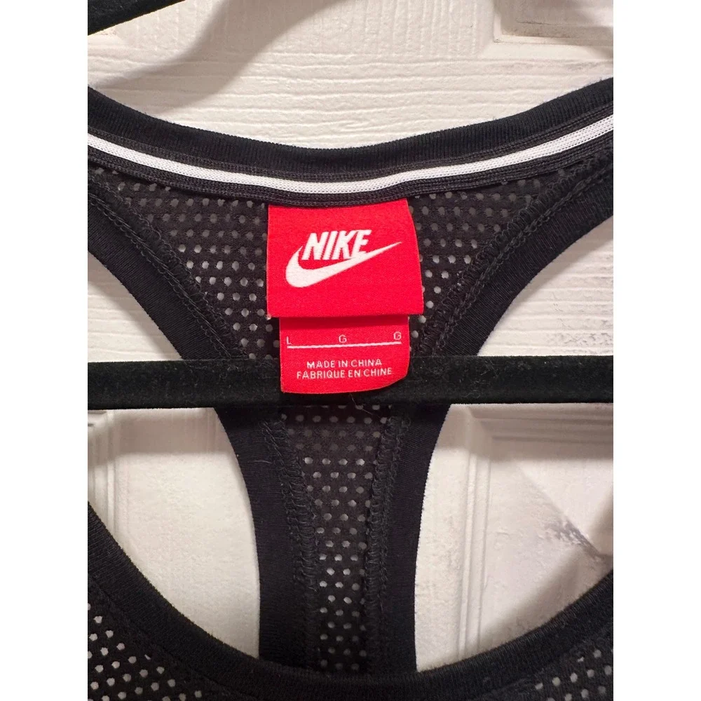Nike Sportswear Women Black Mesh Racerback Tank Top Futura Logo Large